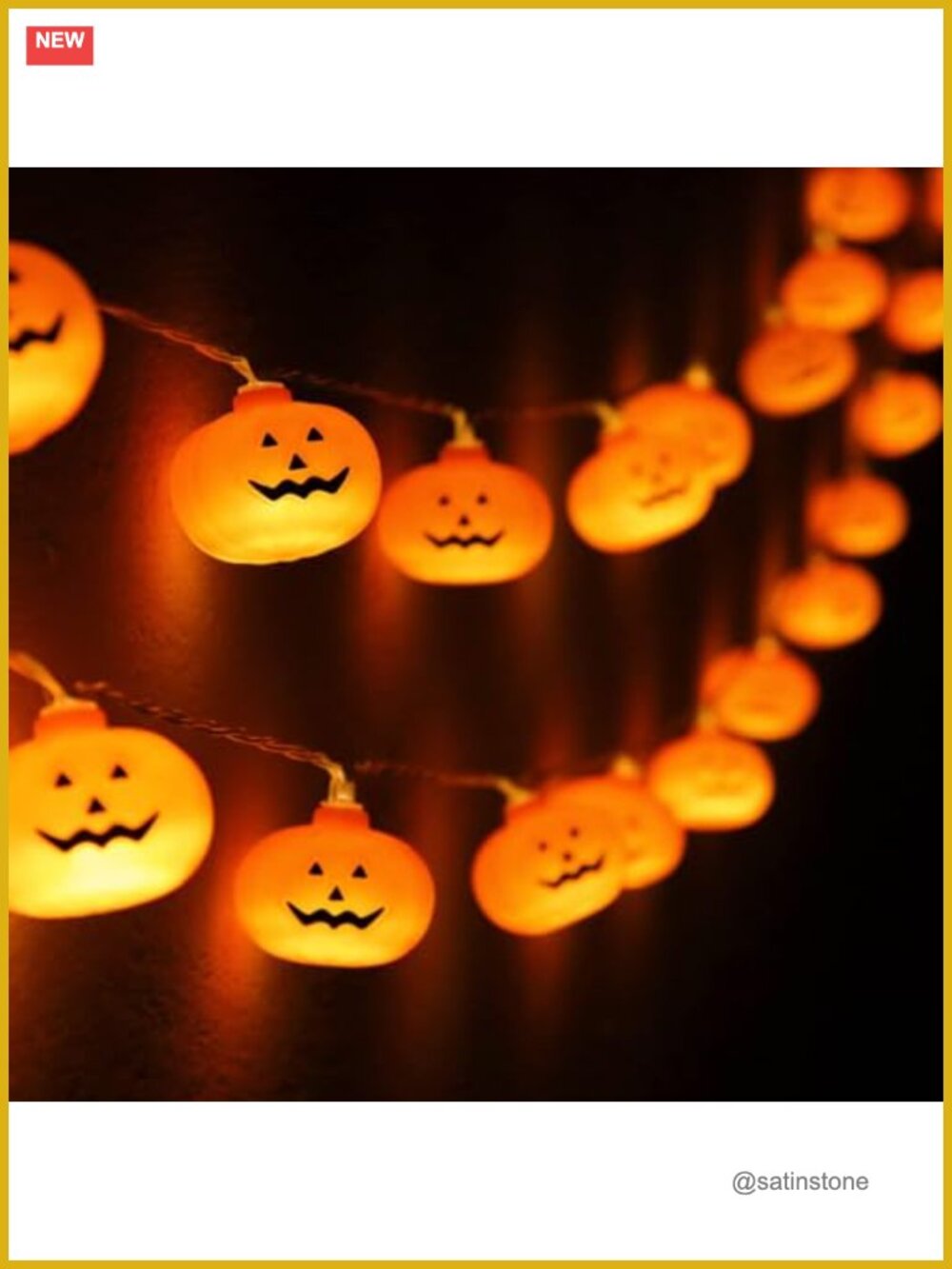 Halloween Pumpkin String Lights 20 LED Battery Operated 10ft
